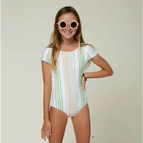 O'Neill Beach Stripe Cap Sleeve One Piece - Picture 1 of 3